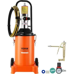 VEVOR Fettpumpe 12L Luftbetriebene Fettpumpe 0,6–0,8 MPa Aluminiumdruckguss-Pumpe -20-100°C Betriebstemperatur, Pneumatische Fettpumpe NPT-Anschluss Schmierfettpumpe Geeignet für 0-3# Fett