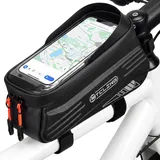 WOTOW Fahrrad Oberrohrtasche - Wasserabweisende Fahrradrahmentasche mit TPU-sensitivem Touchscreen & 1,9L Fassungsvermögen, Eva-Hartschale Handyhalterung, kompatibel mit 4,7-7" Handys
