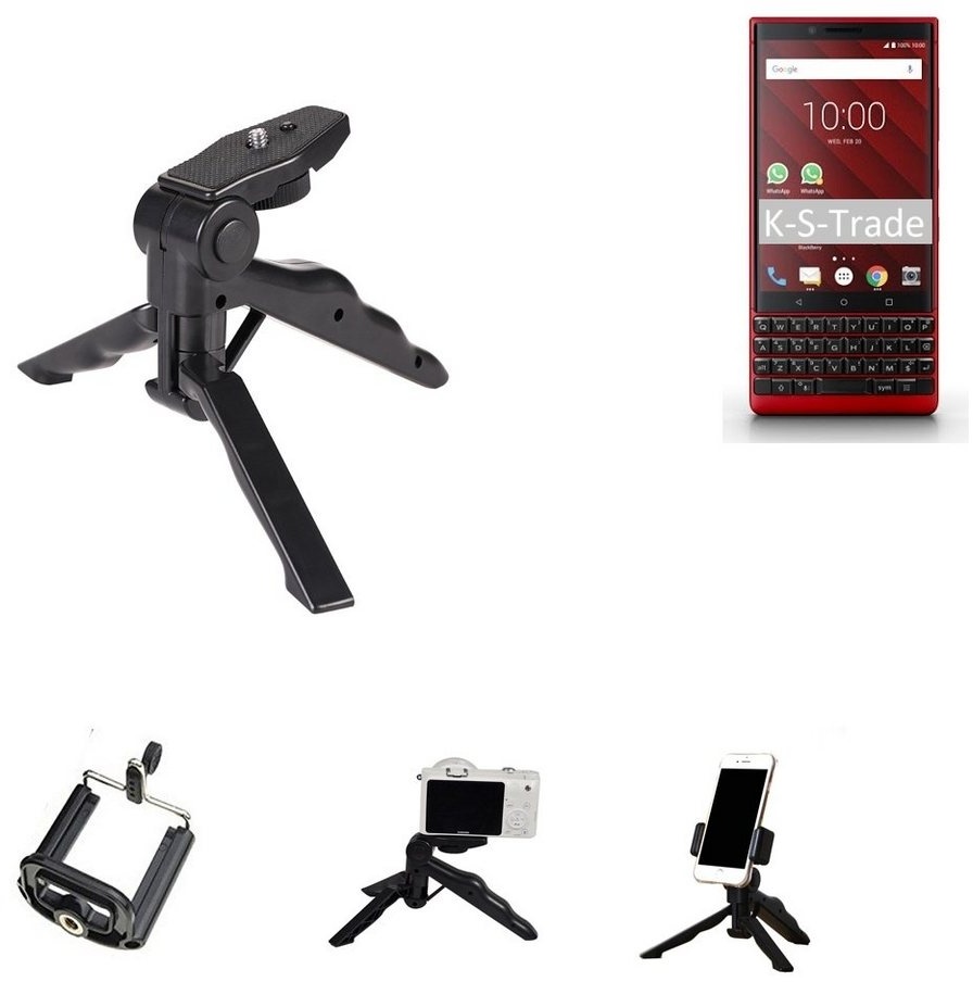 K-S-Trade für Blackberry KEY2 Red Edition Smartphone-Halterung, (Stativ Tisch-Ständer Dreibein Handy-Stativ Ständer Mini-Stativ) schwarz