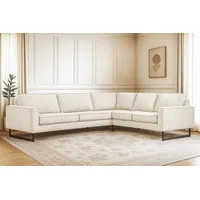 Home Affaire Ecksofa Pinto, XXL, 250/290 cm, langer Schenkel, Ottomane, Cord, Chenille, Lederoptik, mit Keder, Metallfüße, Wellenunterfederung beige