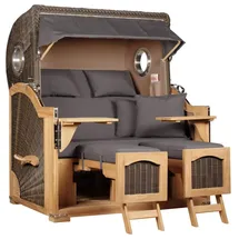 Mr. Deko Strandkorb Düne Grande Bullauge Teak PE Grey Dessin 551