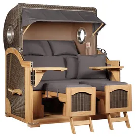 Mr. Deko Strandkorb Düne Grande Bullauge Teak PE Grey Dessin 551
