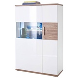 Livetastic Highboard Weiß, Eichefarben , 90x135x37 cm, B: 90 H: 135 T: 37