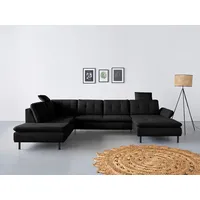 Wohnlandschaft INOSIGN "Birkholm U-Form", schwarz, B:347cm H:83cm T:226cm, 98% Polyester 2% Polyamid, Sofas, Wohnlandschaft, Armlehnverstellung, auch in Easy Clean Bezug - mit Wasser zu reinigen