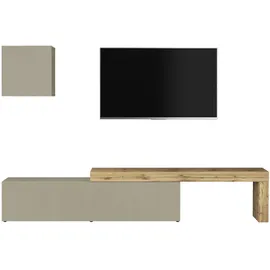 OTTO home TV-Wand OTTO HOME "Chronos TV-Set, Wohnwand – Elemente frei platzierbar, Made in Italy", taube, eiche wotan, B:270cm H:190cm T:40cm, Kastenmöbel-Sets, Lowboard Breite 270 cm, Hängeschrank Breite 50 cm, Made in Italy