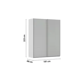 meinSchrank Schwebetürenschrank Regina 181 x 223 x 68 cm Grau
