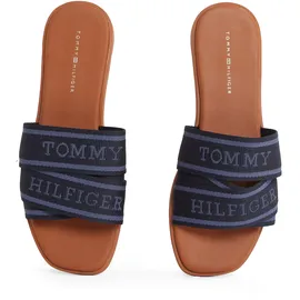 Tommy Hilfiger Pantolette » WEBBING MULE« , Blockabsatz, Sommerschuh, Bequemschuh, Flats mit Logoschriftzug Gr. 40, dunkelblau, , 39168037-40