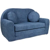 FORTISLINE Kindersofa Kindersofa aus Teddy-Stoff mit Verlängerung - Klappsofa, Spielsofa, ausklappbar blau