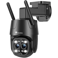 ctronics 2.5K 4MP Überwachungskamera Aussen WLAN 2,4/5GHz mit Dual-Objektiv, IP Kamera Outdoor mit Automatisches Zoom-Tracking Personenerkennung 6X Hybrid-Zoom 355°90° Farbnachtsicht Zwei-Wege-Audio