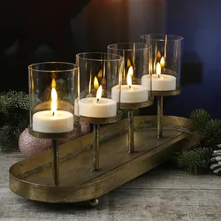Kerzenhalter Advent - Kerzenständer - Teelichthalter - Eisen - L: 48cm - 4 Kerze...