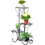 Blumenregal Metall 4 Ebenen Pflanzenregal Für Garten & Balkon, Blumentreppe, Schwarz, 45x24,5x80cm