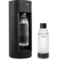 Mysoda: Glassy Wassersprudler aus Holzkomposit mit 1L Glasflasche & BPA-freier 1L Plastikflasche (ohne CO2-Zylinder) - Schwarz