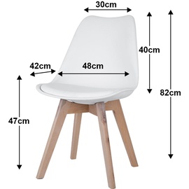 ETC Shop etc-shop Esszimmerstühle Eiche weiß Schalenstühle 4er Set Küchenstühle Holz, Kunststoff, PP Sitzpolster, PU Leder, BxTxH 48x42x82 cm, 4er Set