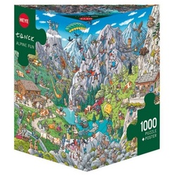 HEYE Puzzle 296803 – Alpine Fun, Cartoon im Dreieck, 1000 Teile -…, 1000 Puzzleteile bunt