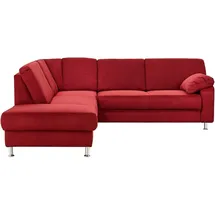 Cavadore Ecksofa Belfast mit Federkern Eckcouch im modernen Design, Mikrofaser, rot, 243 x 88 x 218 cm