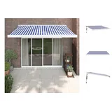 vidaXL Markise Einziehbar Blau und Weiß 3x2,5 m Stoff und Aluminium