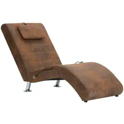 vidaXL Massage Chaiselongue mit Kissen Braun Wildleder-Optik