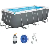 BESTWAY Power Steel Frame Pool Set mit Sandfilteranlage 412 x 201 x 122 cm grau,