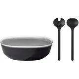 Mepal SILUETA Servierschale mit Deckel & Salatbesteck 4000 ml Nordic Black