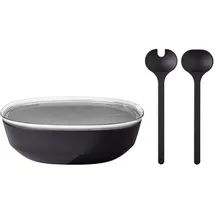 Mepal SILUETA Servierschale mit Deckel & Salatbesteck 4000 ml Nordic Black