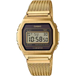 Chronograph CASIO VINTAGE, gold (goldfarben, kastanienbraun), Armbanduhren, Damen, Quarzuhr, Armbanduhr, Damen, Herren, digital, retro, Stoppfunktion
