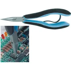 Lindström Elektronik-Spitzzange, Backen gezahnt, ganze Länge: 150 mm