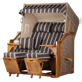 Mr. Deko Strandkorb Komplettset - bene living - Schleswig Pinie - PE mokka Modell 554