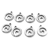Vintageparts Anhänger Kawai Welle antik silberfarben 17 mm für sommerliche Ketten, 8 Stück