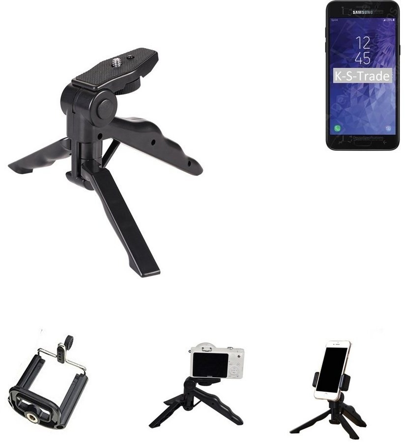 K-S-Trade für Samsung Galaxy J3 Achieve Smartphone-Halterung, (Stativ Tisch-Ständer Dreibein Handy-Stativ Ständer Mini-Stativ) schwarz