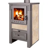 ProTermo Nova G Kaminofen mit Schamottsteinen - 7,5 kW Heizleistung - 82x48x48cm Kaminofen Holzofen mit Sichtfenster, Bauart 1, Beige - Beige