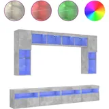 vidaXL 8-tlg. TV-Wohnwand mit LED-Leuchten Betongrau