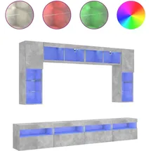 vidaXL 8-tlg. TV-Wohnwand mit LED-Leuchten Betongrau