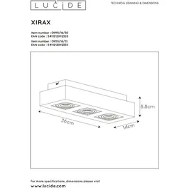 LUCIDE Xirax 3-flg. GU10 Aluminium weiß