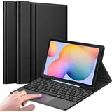 Fintie Tastatur Hülle für Samsung Galaxy Tab S6 Lite 10,4 Zoll 2024/2022/2020 Tablet mit Magnetisch Abnehmbarer Deutscher Tastatur und Touchpad Keyboard, Schwarz