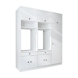 roomart S1 Waschmaschinen-Schrankwand 194 cm Schwarz/Eiche Holz