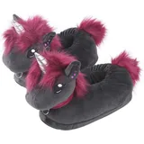 corimori Süße Plüsch Hausschuhe (10+ Designs) Einhorn „Ruby“ Slipper Einheitsgr. 34-44 Uni Pantoffeln Schwarz Pink