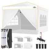 COBIZI Faltpavillon 3x3m Pavillon 3x3 Wasserdicht Stabil Winterfest mit 4 Seitenwände 2.0 Pop Up Pavillon UV-Schutz 50+ Partyzelt Gartenpavillon für Strand Hochzeit Camping(Weiss)