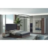 JVmoebel Schlafzimmer-Set Doppelbett in Weiß mit Nachttischen und geräumigem Kleiderschrank, (4-tlg., Bett/2x Nachttische/Kleiderschrank), Made in Europa weiß