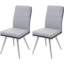 Mendler 2er-Set Esszimmerstuhl HWC-G54, Küchenstuhl Stuhl, Textil/Kunstleder Edelstahl gebürstet ~ grau