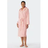 SCHIESSER Bademantel SCHIESSER "Feather Terry", Damen, Gr. L, rosa (rosé), Baumwoll-Mix, Midilänge, Hausmäntel Bademantel, Bindegürtel, Kapuze, Seitentaschen, Regular Fit, Frottee, weich