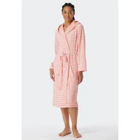 SCHIESSER Bademantel SCHIESSER "Feather Terry", Damen, Gr. L, rosa (rosé), Baumwoll-Mix, Midilänge, Hausmäntel Bademantel, Bindegürtel, Kapuze, Seitentaschen, Regular Fit, Frottee, weich