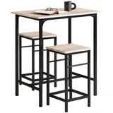SoBuy Bartisch-Set mit 2 Hockern 80 x 50 x 87 cm Holzfarbe