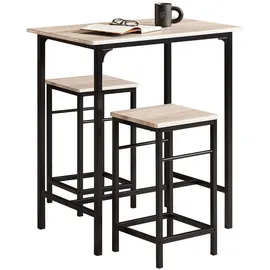 SoBuy Bartisch-Set mit 2 Hockern 80 x 50 x 87 cm Holzfarbe