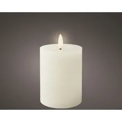 Lumineo LED Kerze mit Timerfunktion 7x11cm Wachs - flackernde Flamme Echtwachskerze Kerzen batteriebetrieben Wachskerze Stumpenkerze Rustik Weiß Warmweiß