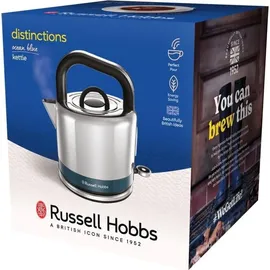Russell Hobbs 26421-70 Distinctions Blue Wasserkocher [1,5l] Edelstahl Ocean (Schnellkochfunktion, herausnehmbarer Kalkfilter, optimierte Ausgusstülle, außenliegende Wasserstandsanzeige) Teekocher
