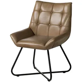 Massivmoebel24 Polsterstuhl Leder beige