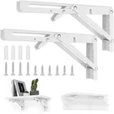 2 Stück Klappkonsole Schwerlast Klappscharnier Winkel Klappbar Regalträger 25*11.5cm Lager 35kg Edelstahl Klappwinkel Wand Klappenbeschlag Tisch Regalwinkel Tablethalter für Zuhause Büro Wandmontage