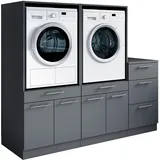laundreezy Mehrzweckschrank-Set 186 x 162 x 68 cm Grau