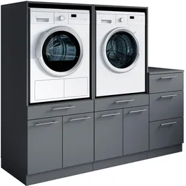 laundreezy Mehrzweckschrank-Set 186 x 162 x 68 cm Grau