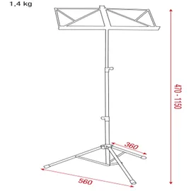 Showgear Music Stand Stahl, 470-1150mm